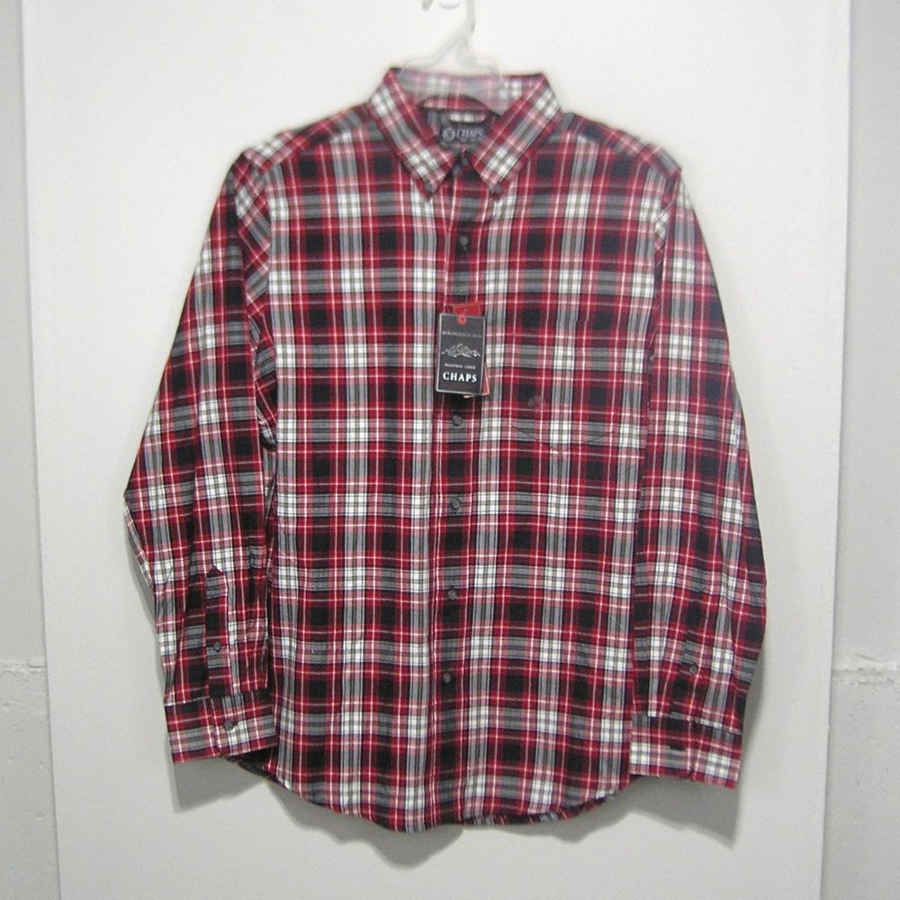 MEN'S RED PLAID FLANNEL SHIRT MEDIUM